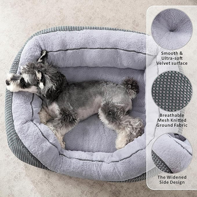 INVENHO Large Dog Beds Large Sized Dog Washable, Orthopedic Warming Soft Sleeping Puppy Bed Durable Pet Bed with Anti-Slip Bottom L(35"x25"x10")