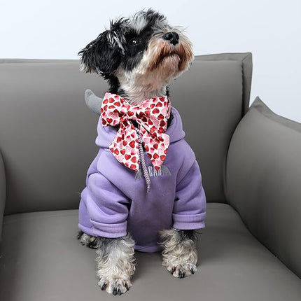 Maca Bates Valentine's Day Dog Collar with Sailor Bow for Extra Large Girl Boy Dogs,Red Love Hearts Pattern,Adjustable Durable Soft Valentine Gift for Female Male Puppy