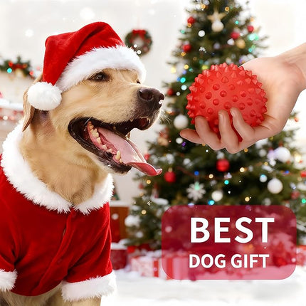 Apasiri Beef-Flavored Durable Dog Ball for Aggressive Chewers, Tough Squeaky Rubber Toy for Pitbulls Large & Medium Breeds