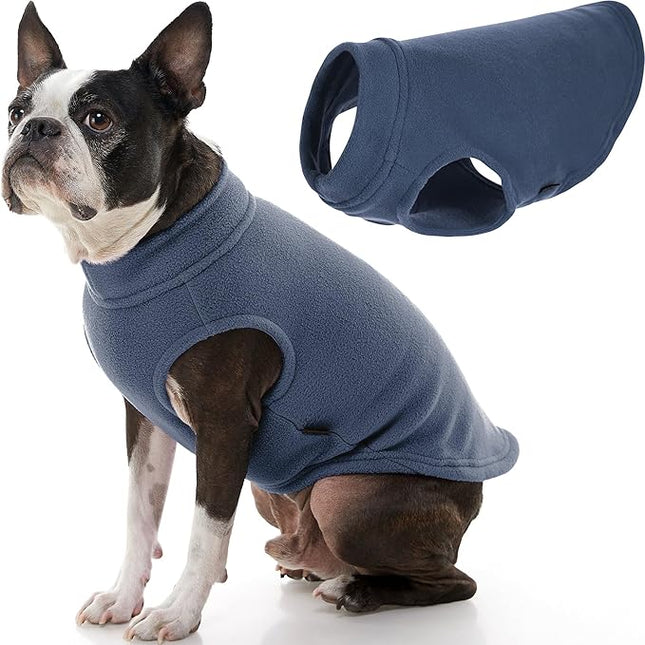 Gooby Stretch Fleece Vest Dog Sweater - Indigo Blue, Large - Warm Pullover Super Stretchy Fleece Dog Jacket for Small to Large Dogs