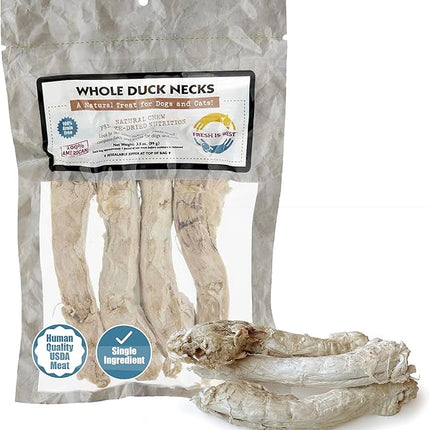 Fresh Is Best Freeze Dried Dog Treats – Raw Freeze Dried Cat Treats in Resealable Zipper Bag – High-Protein Duck Necks for Dogs & Cats – Made in The USA