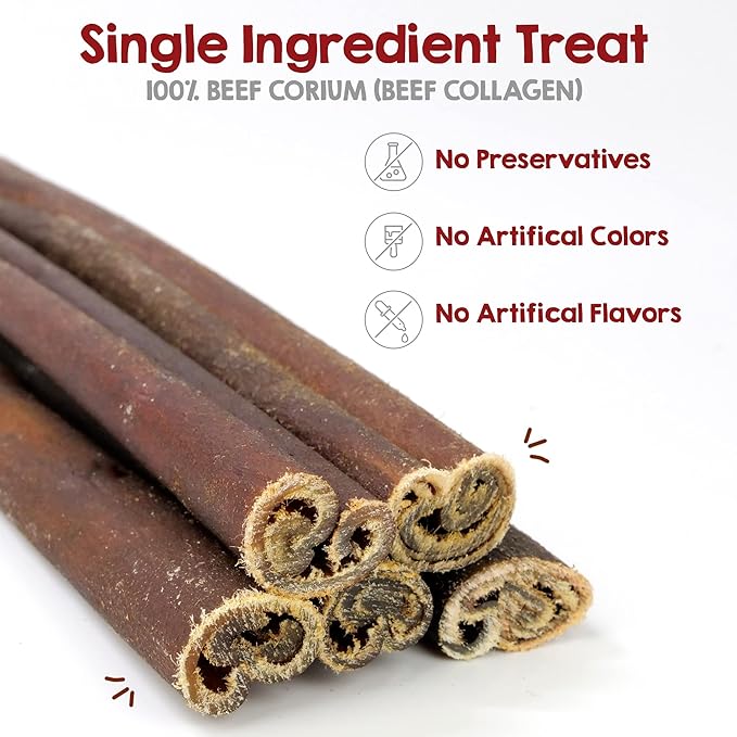 Riley's 12 Inch Beef Collagen Sticks for Dogs, Collagen Chews for Dogs, Bully Stick & Rawhide Alternative, Long Lasting, No Raw Hide Chews, Single Ingredient Dog Treat - 5 ct