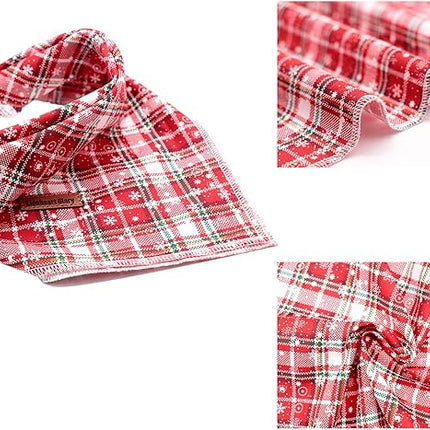 Lionheart glory Dog Bandana 1 Pack Washable Soft Cotton Christmas Plaid Bibs Scarf, Adjustable Kerchief Square Dog Bandanas for Large Dogs