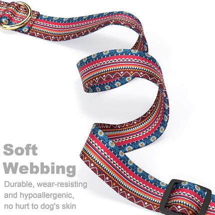 Rnivvi Dog Collar for Small Dogs, Cute Boho Heavy Duty Adjustable Puppy Collar with Quick Release Buckle for Girl & Female, Pet Accessories for Walking Running, XS Length 5/8" Width, Geometric