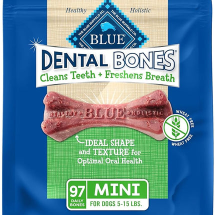 Blue Buffalo Dental Bones Mini Natural Dental Chew Dog Treats Bag Value Pack