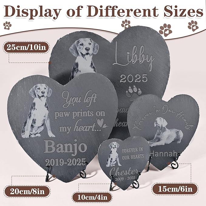 Pet Memorial Stone, Dog Memorial Stone, Dog Memorial Gifts for Loss of Dog, Pet Memorial Gifts, Loss of Pet Sympathy Gift, in Loving Memory Pet - Forever in Our Hearts - Heart Shaped
