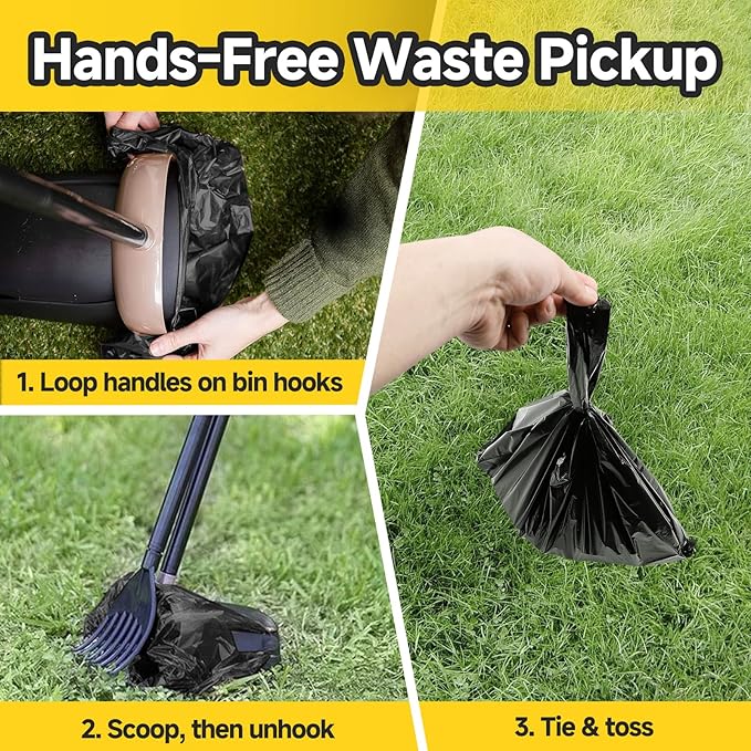 60 Count Pooper Scooper Bags Compatible with Arm and Hammer, Dog Waste Bags with Easy-Tie Handles, Extra Thick with No-Leakage Pet Poop Bag for Swivel Bin and Rake, Multi-Use (Only Dog Poop Bags)