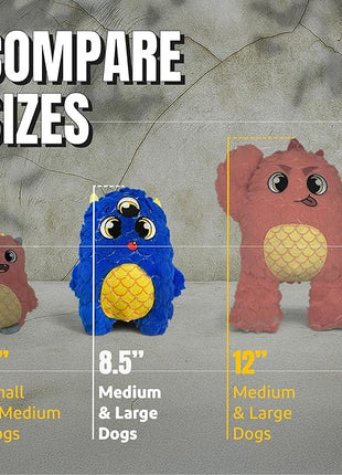 Bite Force - Durable & Strong Dog Toy Blue Furocious Frank Monster with Squeaker, Kevlar-Reinforced Seams for Aggressive chewers.