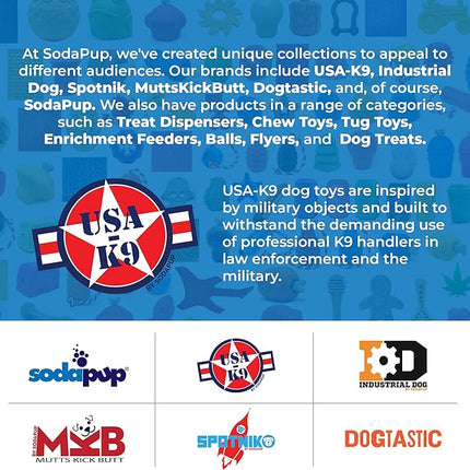 SodaPup USA-K9 Skull – Durable Dog Tug Toy, Chew Toy, & Treat Dispenser Made in USA from Non-Toxic, Pet-Safe, Food Safe Natural Rubber Material for Bonding, Mental & Physical Exercise, & More