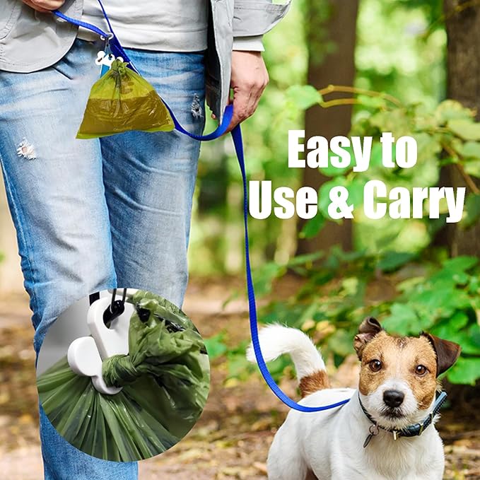 2PCS Dog Poop Bag Holder for Leash Dog Waste Bag Carrier Hand Free Walking Accessory Leash Attachment for Dog Poop Bag Dispenser Durable, White