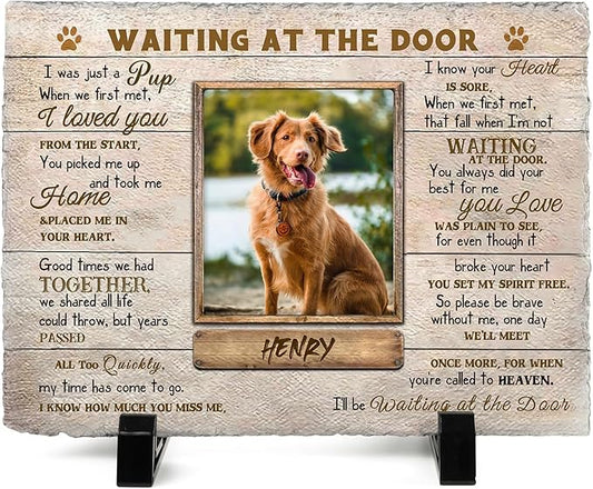 Dog Memorial Gifts for Loss of Dog or Cat, Personalized Dog Memorial Stone with Photo Name for Remembrance Cat Passing Gift for Pet Lovers (3.9INCH * 5.9INCH, style2)