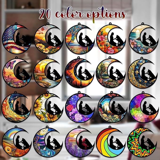 xrlsg Personalized Dog Memorial Suncatcher Custom Name Dog Breeds with People Suncatcher Ornament Loss of Dog Sympathy Gift for Dog Lover-6"