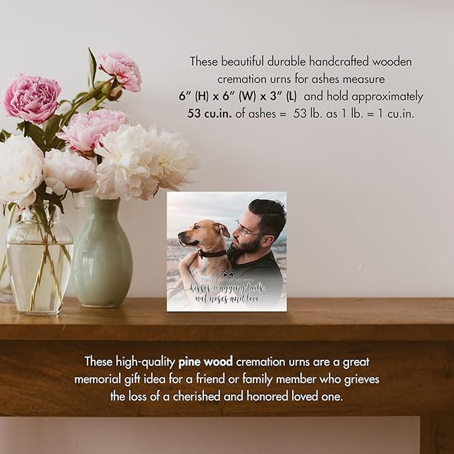 LifeSong Milestones Wooden Shadow Box Cremation Urn for Pet Ashes| Urns for Ashes of Deceased Pet Dog Cat| Sympathy Keepsake 6x6