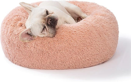 SAVFOX Plush Calming Dog Beds, Donut Dog Bed for Small Dogs, Medium, Large & X-Large, Comfy Cuddler Dog Bed and Cat Bed in Faux Fur, Washable Dog Bed, Multiple Sizes XS-XXL