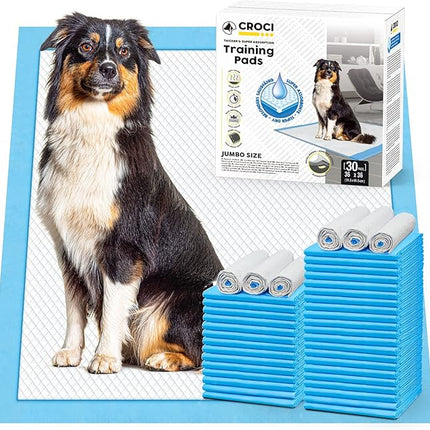 CROCI Wee Wee Pads for Dogs - 36x36in Extra Large Puppy Dog Pads with Adhesive Tabs, Super Absorbent Up to 10 Cups, Disposable (30 Counts)