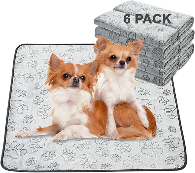 Qeils Reusable Puppy Pads, 6 Pack Washable Pee Pads for Dogs, Non Slip Wee Wee pad, Absorbent and Leakproof Training Mats for Potty, Crate, Playpen, Bed, Sofa, 30"x 34"