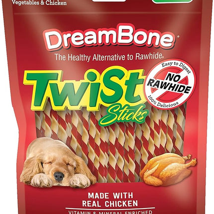 Dreambone Twist Sticks Rawhide Free Dog Chews, Made with Real Chicken, 100 Count (Pack of 1)