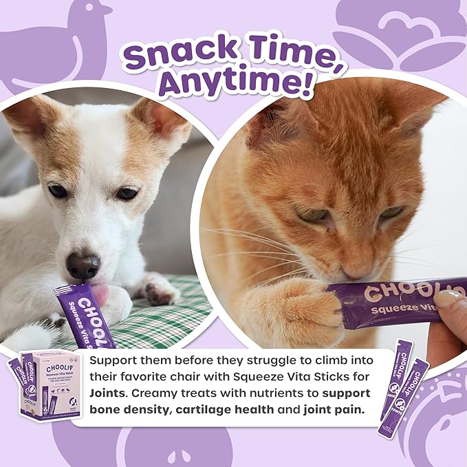 Squeeze Vita Stick Lickable Cat and Dog Treats – 49-Count Joint Support Sticks with Multivitamins, Soft Squeezable Paste for All Life Stages, Supporting Joint Health