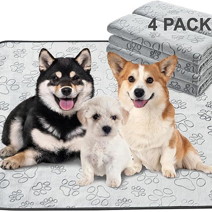 Qeils Reusable Puppy Pads, 34"x 36" 4 Pack Washable Pee Pads for Dogs, Waterproof Non Slip Wee Wee pad, Absorbent and Leakproof Training Mats for Potty, Crate, Playpen, Bed, Sofa