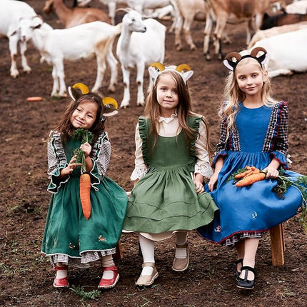 Beviliu Goat Ears Headband Set with Ram Horns, 3Pack Goat Ears and Horns Headband, Sheep Ears Custome Lamb Ears Headwear for Halloween Christmas Birthday Party Theme Cosplay