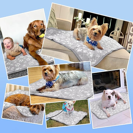 Rywell Cooling Mat for Dogs New Grey Edition, 24''x 18''Endothermic Color Changing Arc-Chill Cooling Fiber,Washable Non-Toxic Summer Pet Outdoor Bed Mat, Non-Slip&Foldable