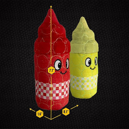 Bite Force Dog Toy - Drizzle & Dollop Squeaky Dog Toy Kevlar-Reinforced for Aggressive Chewers- red and Yellow.