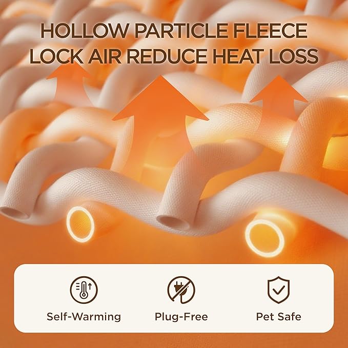 Bedsure Self Warming Cat Bed - Round Cat Beds for Indoor Cats, Washable Pet Bed for Puppy and Kitten with Slip-Resistant Bottom, 20 Inches, Self Warming Grey