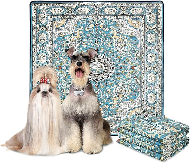 Qeils Washable Pee Pads for Dogs, 2 Pack Reusable 36"x36" Super Absorbent Leakproof Training Pads, Non-Slip Potty for Crate, Floor, Couch, Whelping Litter Mat Puppy Supplies