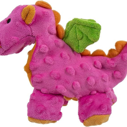 goDog Bubble Plush Dragons Squeaky Dog Toy, Chew Guard Technology - Hot Pink, Small