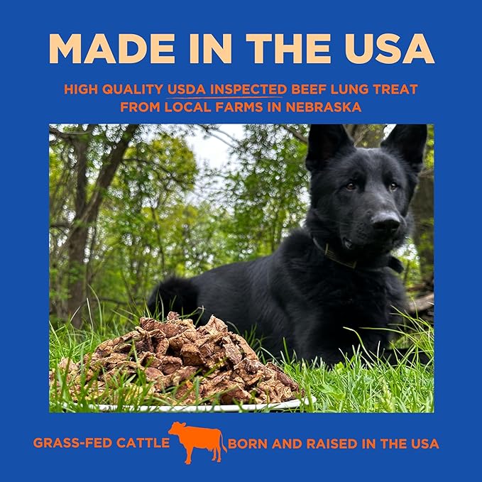Beef Lung Dog Treats, 100% Natural, Single Ingredient, (2.5 Pound) Made in the USA, Dried & Dehydrated, High Protein, High Value Dog Training Treats, Grain Free, Low-Odor Free for All Breeds