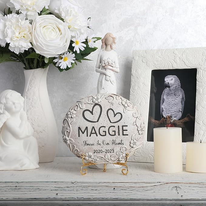 Personalized Parrot Memorial Stone - African Grey & Other Species, Headstone, Tombstone & Gravestone Memorial Gifts