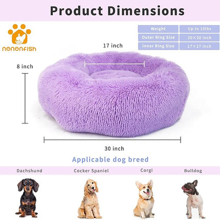 Dog Beds for Medium Dogs Washable 30 Inches Purple Fits up to 45 lbs Pets Beds Fluffy Anti Anxiety