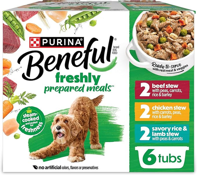 Purina Beneful Protein Gravy Wet Dog Food Variety Pack Freshly Prepared Meals Stew - (Pack of 6) 10 oz. Tubs