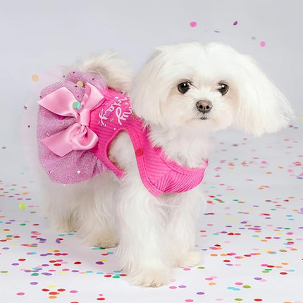 Fitwarm It's My Birthday Dog Dress, Dog Birthday Dress with Bowknot, Dog Clothes for Small Dog Girl, Funny Dog Clothes, Female Pet Outfit, Pink, Large