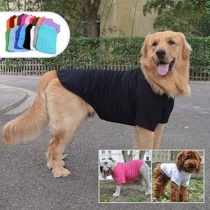 Lovelonglong Pet Clothing Dog Costumes Basic Blank T-Shirt Tee Shirts for Medium Dogs Black XXL