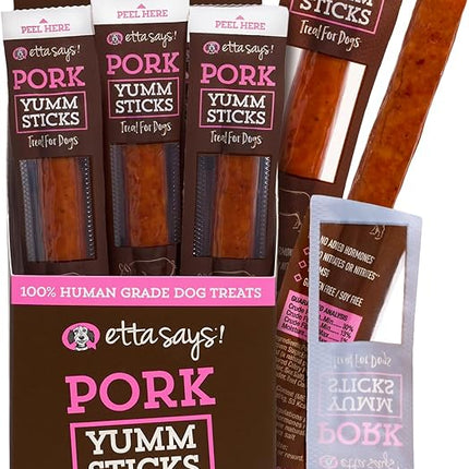 etta says! Yumm Sticks - Real Meat Pork Dog Jerky Treats - Human Grade - Made in The USA (24 Count Pack of 1)