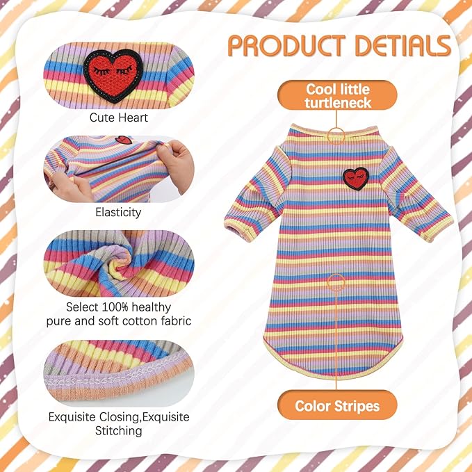 DENTRUN Hairless Cats Shirt Breathable Cat Daily Wear Clothes Stripe Vest Adorable Pajamas Jumpsuit Soft & Skin-Friendly