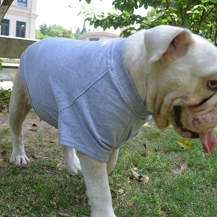 Lovelonglong Bulldog Clothes Dog Clothing Blank T-Shirt Tee Shirts for French Bulldog English Bulldog American Pit Bull Pugs 100% Cotton Skin Care Gray B-M