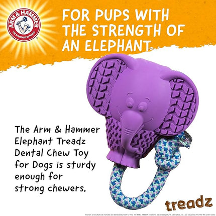 Arm & Hammer for Pets Super Treadz Large Elephant Dental Chew Toy for Dogs Dog Dental Toys for Aggressive Chewers Reduces Plaque & Tartar Without Brushing Safe for Dogs up to 35 Lbs