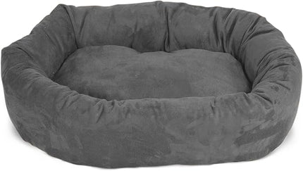 Majestic Pet 24 Inch Suede Calming Dog Bed Washable 24x19x7 (Inch) – Cozy Soft Round Donut Dog Bed with Spine Support for Dogs to Rest Their Head - Pet Bed Small – Gray