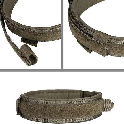 EXCELLENT ELITE SPANKER Tactical Dog Collar Nylon Adjustable Training Collar Military Dog Collar Heavy Duty Metal Buckle with Control Handle for Medium and Large Dogs with Patches(Ranger Green-XL)