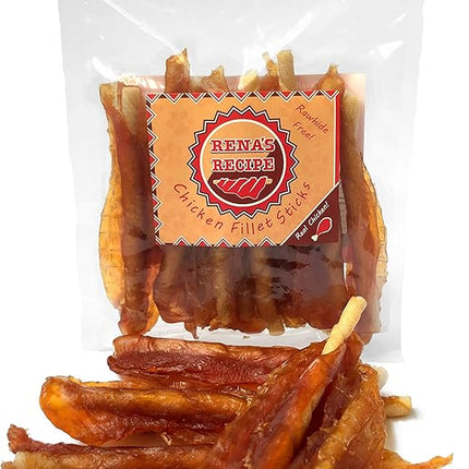 Rena's Recipe Chicken Fillet Sticks (8 Count) Rawhide Free Chicken Fillet Wrapped Chews with Glucosamine for Joint Health