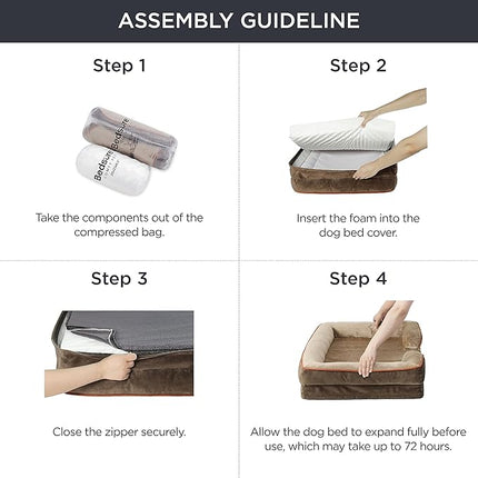 Bedsure Orthopedic Dog Beds for Small Dogs - Washable Small Dog Cat Bed Waterproof, Comfort Pet Couch Sofa with Washable Removable Cover, Pets Bed with Nonskid Bottom, Brown, 24"