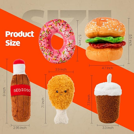 Large Dog Toy Set, 5-Pack Stuffed Dogs Chew Toys, Durable Plush Dog Toy, Dogs Squeaky Toys for All Breed