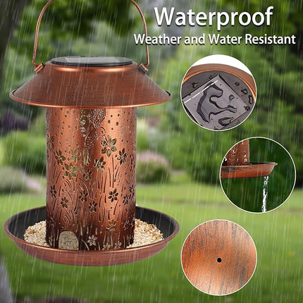 Bird Feeders for Outdoors Hummingbird Solar Lanterns Outdoor Waterproof Hanging Garden Decor Birthdays for Women Mom Metal Solar Decoration Outside for Yard, Patio,