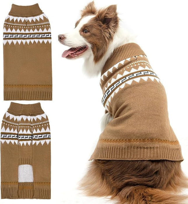 BINGPET Dog Sweater, Turtleneck Classic Knit Dog Sweaters for Small Medium Large Dogs with Leash Hole, Pet Winter Clothes Warm Sweatshirts Outfits for Doggie and Cats Grey(Medium)