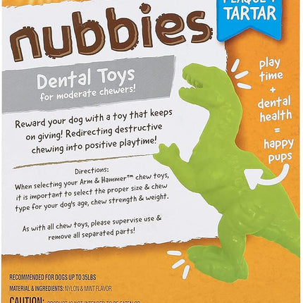 Arm & Hammer for Pets Nubbies Dental Toys T-Rex Dental Chew Toy for Dogs Best Dog Chew Toy for Moderate Chewers Reduces Plaque & Tartar Buildup Without Brushing, Mint Flavor (Pack of 24)