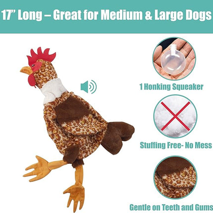 SPOT Skinneeez Chicken 17" Stuffing-Free Plush Dog Toy with Honking Squeaker – Soft, Floppy & Mess-Free Interactive Toy for Medium & Large Dogs – Ideal for Light & Moderate Chewers