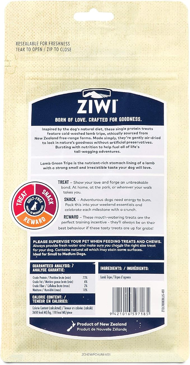 ZIWI Dog Chews and Treats – Lamb Green Tripe - All Natural, Air-Dried, Single Protein, Grain-Free, High-Value Treat, Snack, Reward 2.8 Ounce (Pack of 1)
