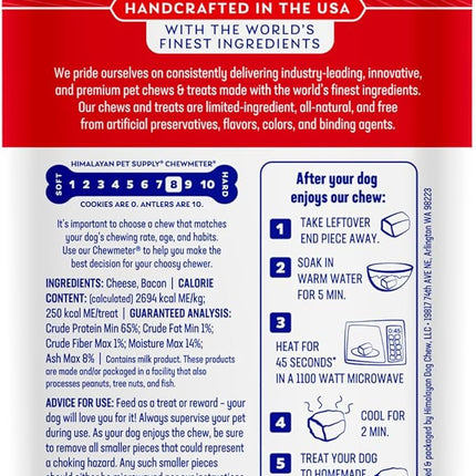 Himalayan Dog Chew Original Yak Cheese Chew, Bacon, 1 Large Stick, 3.3 oz, Gluten Free, Healthy Treats, Grain & Lactose Free 100% Natural, Long Lasting Chews for s Under 55 lbs